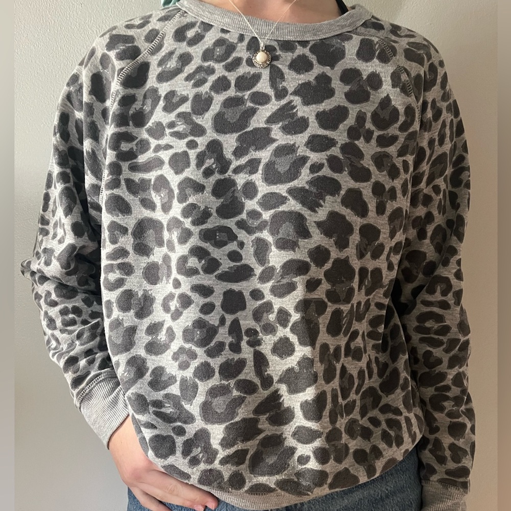 Grey Cheetah Print Crewneck